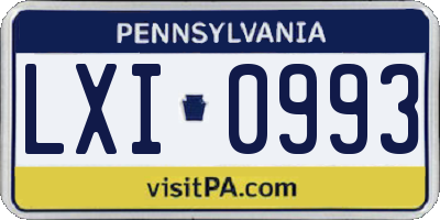 PA license plate LXI0993