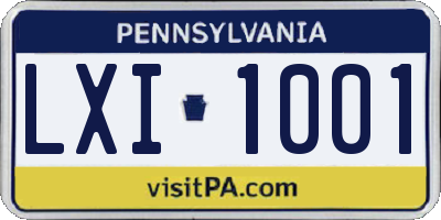PA license plate LXI1001