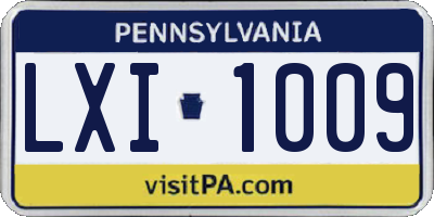 PA license plate LXI1009