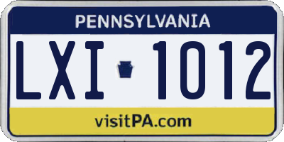 PA license plate LXI1012