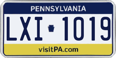 PA license plate LXI1019