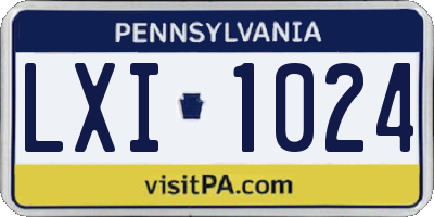PA license plate LXI1024