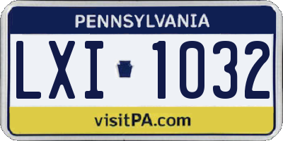PA license plate LXI1032