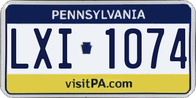 PA license plate LXI1074