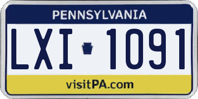 PA license plate LXI1091