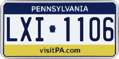 PA license plate LXI1106