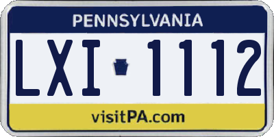PA license plate LXI1112