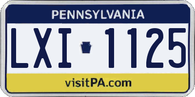 PA license plate LXI1125