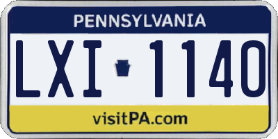 PA license plate LXI1140
