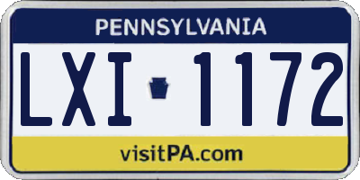 PA license plate LXI1172
