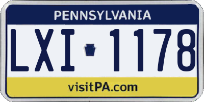 PA license plate LXI1178