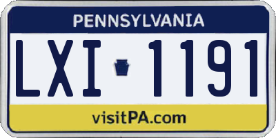 PA license plate LXI1191
