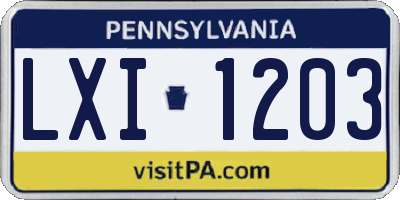 PA license plate LXI1203