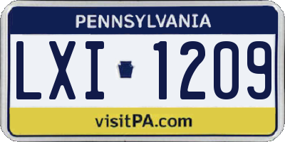 PA license plate LXI1209