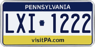 PA license plate LXI1222