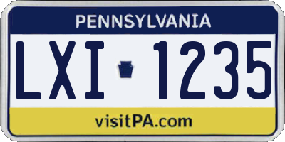 PA license plate LXI1235