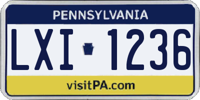 PA license plate LXI1236