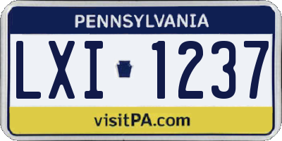 PA license plate LXI1237