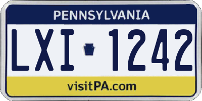 PA license plate LXI1242
