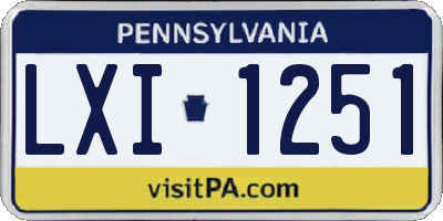 PA license plate LXI1251