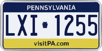 PA license plate LXI1255