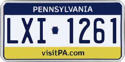 PA license plate LXI1261