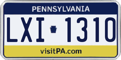 PA license plate LXI1310