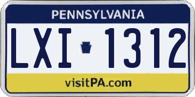 PA license plate LXI1312