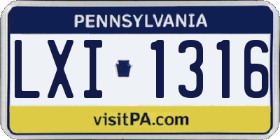 PA license plate LXI1316