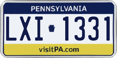 PA license plate LXI1331