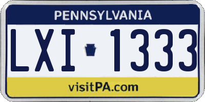 PA license plate LXI1333