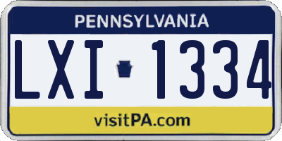 PA license plate LXI1334
