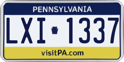 PA license plate LXI1337