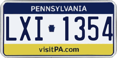 PA license plate LXI1354