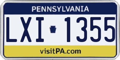 PA license plate LXI1355