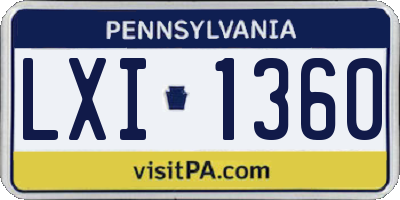 PA license plate LXI1360