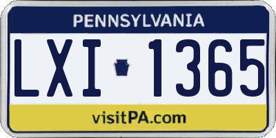 PA license plate LXI1365