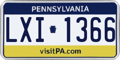 PA license plate LXI1366
