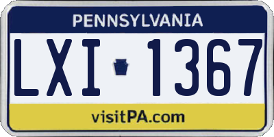 PA license plate LXI1367