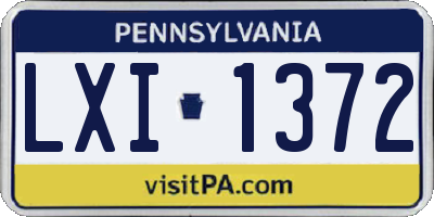 PA license plate LXI1372