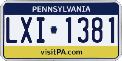 PA license plate LXI1381