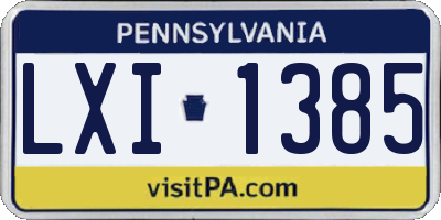 PA license plate LXI1385
