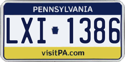 PA license plate LXI1386