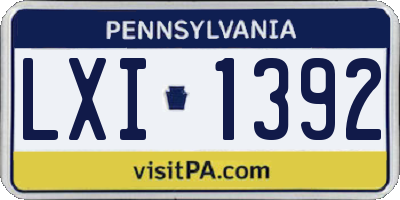 PA license plate LXI1392