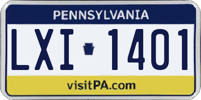 PA license plate LXI1401