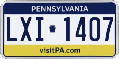 PA license plate LXI1407