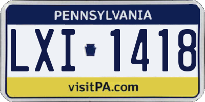PA license plate LXI1418