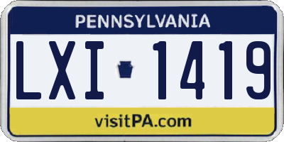 PA license plate LXI1419