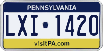 PA license plate LXI1420