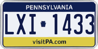 PA license plate LXI1433